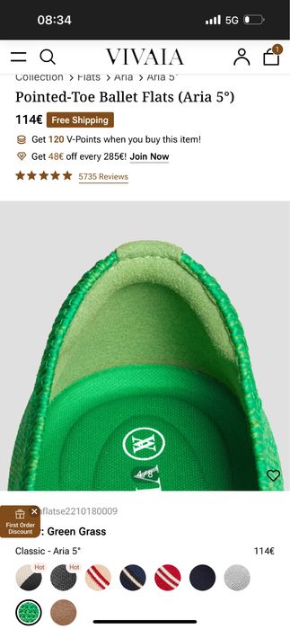 Vivaia balerini verzi, noi