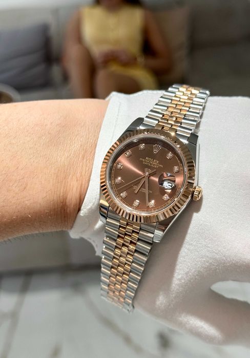 rolex datejust 41mm двуцветен / шоколад
