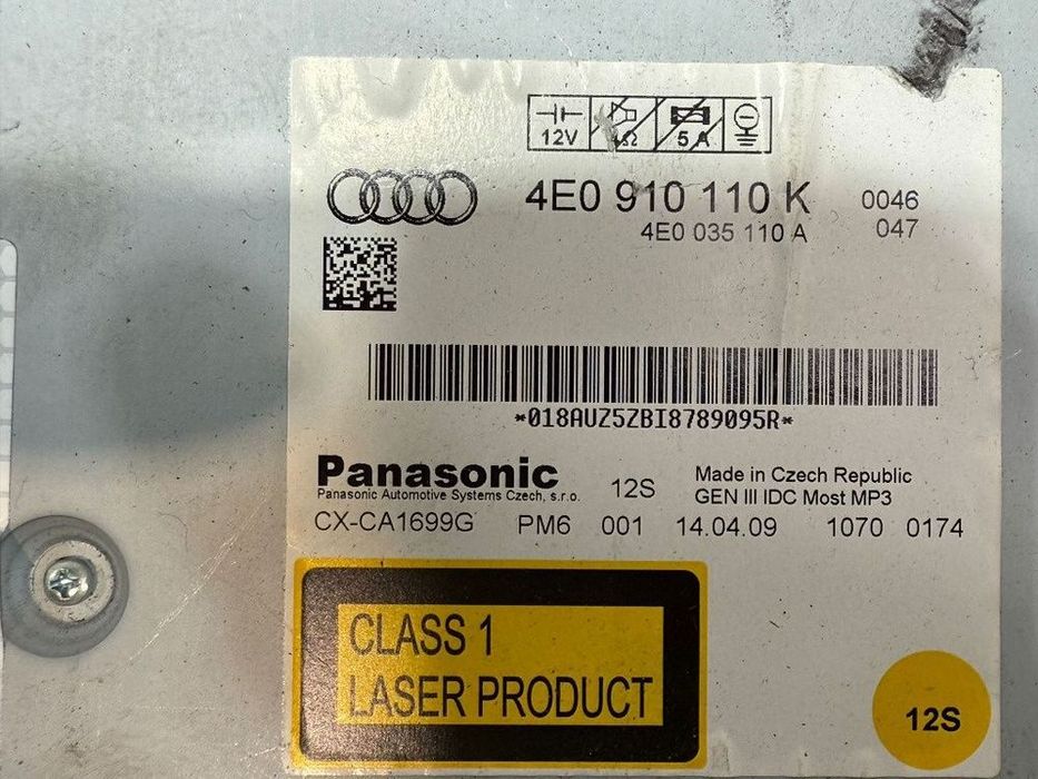 Radio cd multimedia 2009 audi a6 e se sedan 2.0 diesel cod oem 4e0035652ex 4e0910110k 4e00351