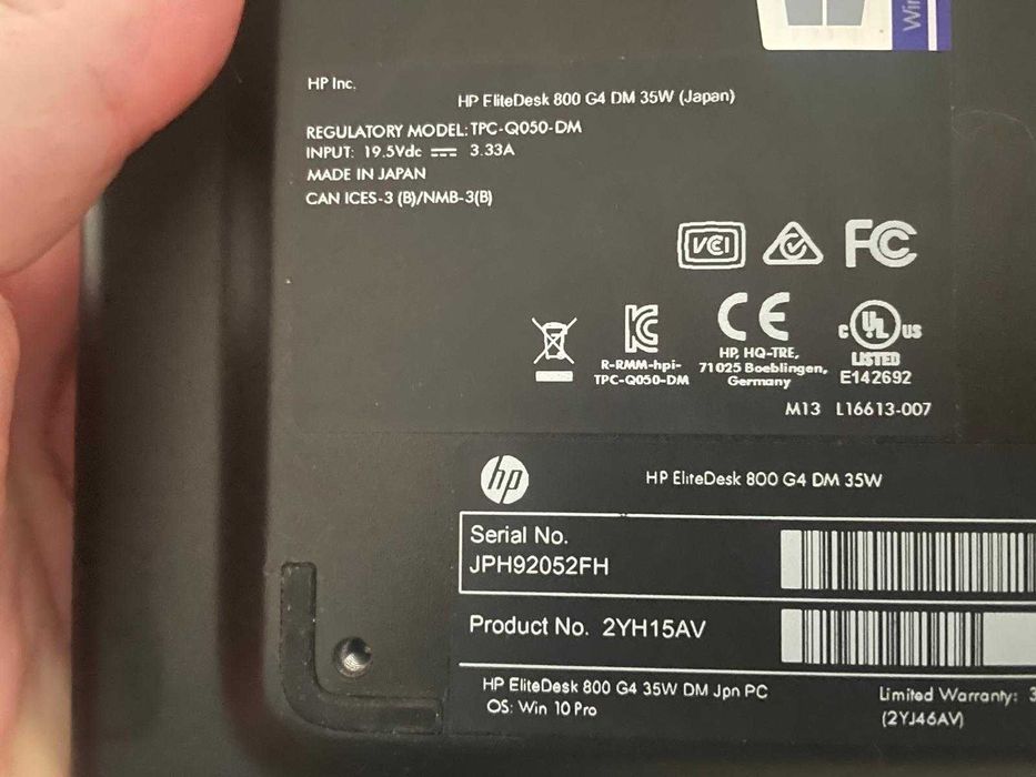 Mini PC HP Elitedesk 800 G4 Mini Intel i5 9500T 2 x 8GB DDR4 RAM 1 x 256GB NVME SSD
