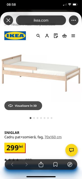 Vând pat IKEA, ca nou (bebelușul a dormit acolo o lună), plus o saltea