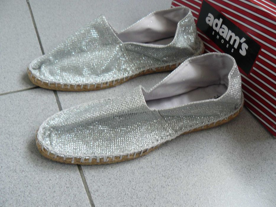 Espadrile Dama ADAM'S Panza,Talpa Din Iuta,Argintii Cu Sclipci