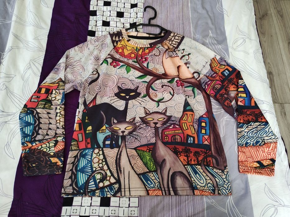Bluza sic cu imprimeu pisici