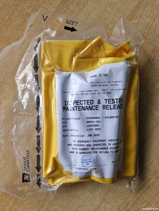 Vesta de salvare profesionala aviatie maritima noua sigilata
