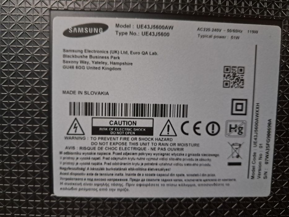 Televizor Samsung diagonala 108  pentru piese