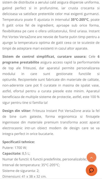 Friteuza instant pot