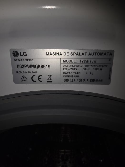 Masina de spalat LG slim, tripoda defecta