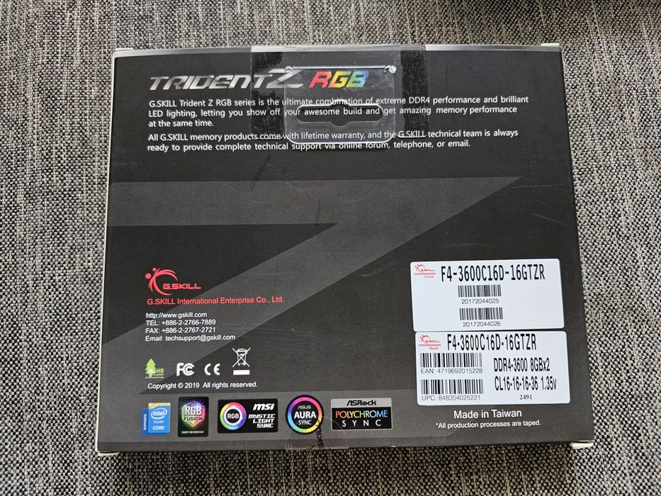 Kit Memorie RAM G.Skill Triden Z RGB 16GB (2x8GB) CL 16 Samsung B-die