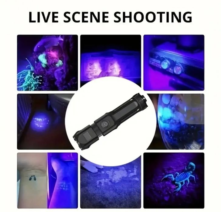 UV фенер 395nm USB презареждане