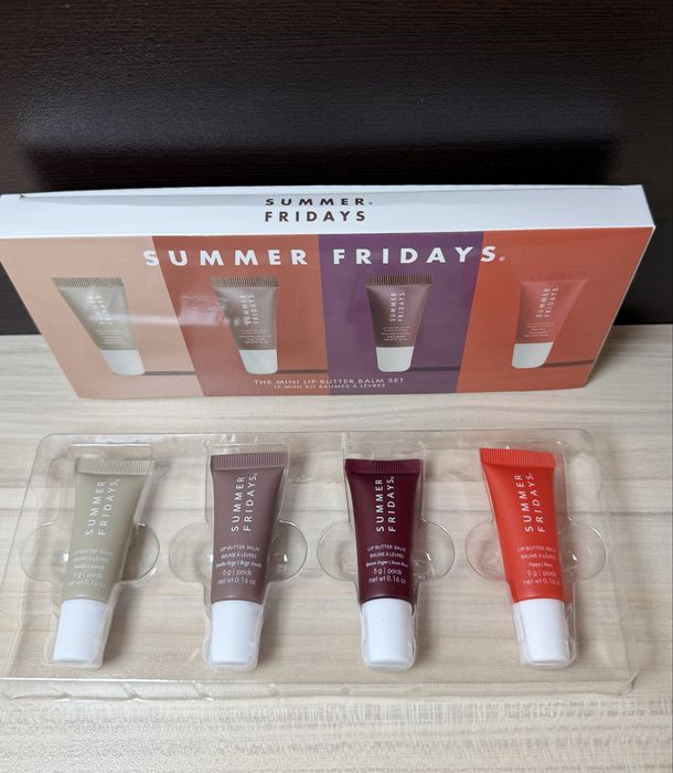Summer Fridays Lip Butter Balm Mini Set 4x5g | Балсам и гланц за устни Lip Gloss Lip Balm Vanilla Brown Sugar Poppy Мини Сет