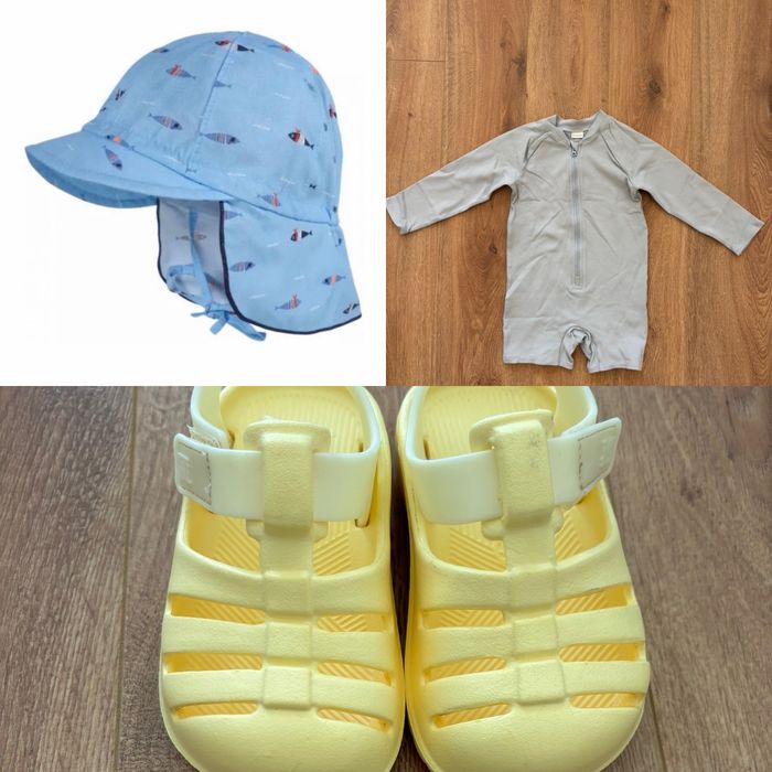 Сандали Liewood, бански H&M Adorables и шапка Maximo uv50+