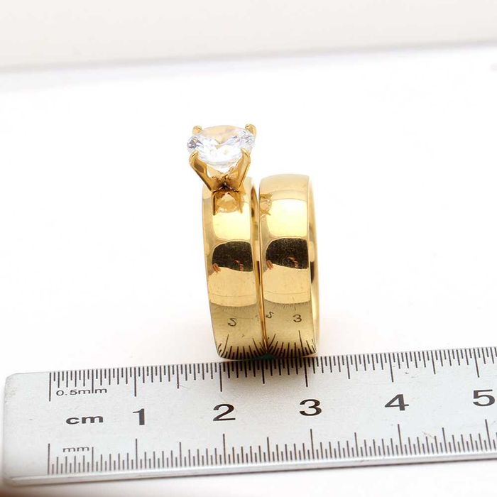 GR63, inel placat cu aur 14k, dublu, logodna, zirconiu alb,deosebit