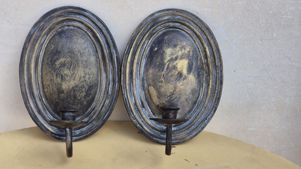 Масивни бронзови свешници 2.86кг.