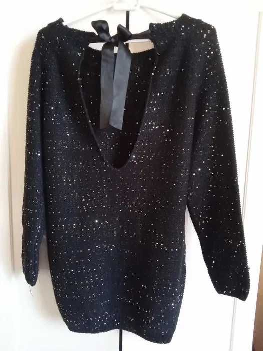 Черен пуловер с пайети и трикотажна туника / UNIQLO Japan