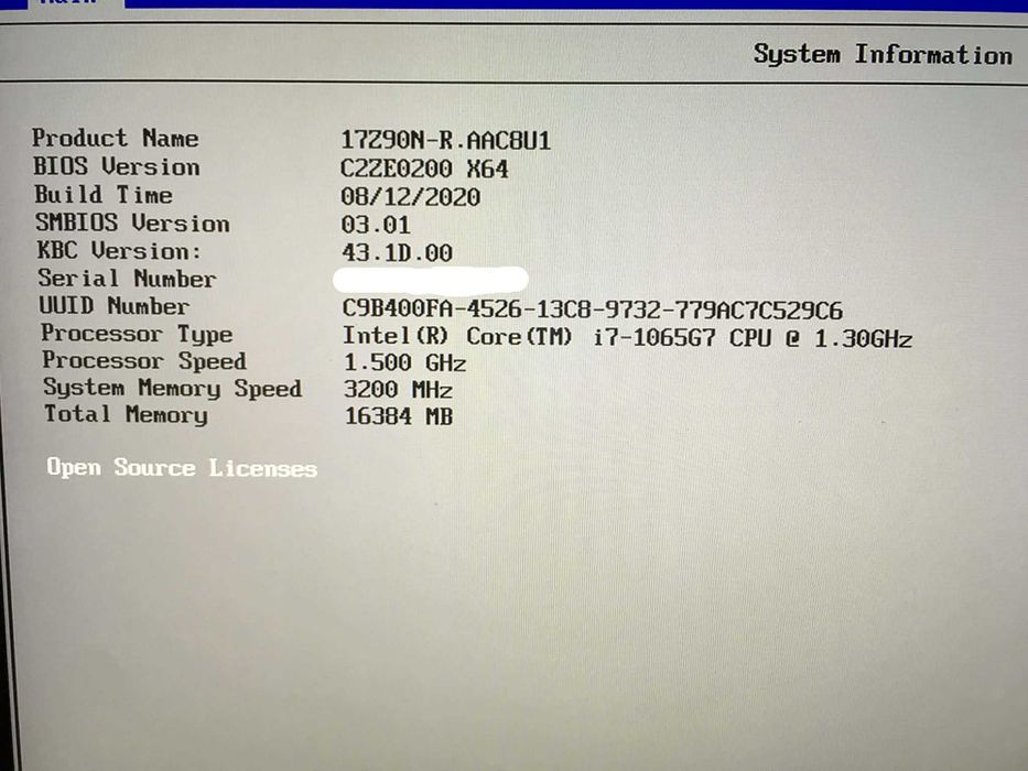 LG Gram 17 inch, intel i7 1065G7, 16Gb RAM 1 x 1Tb SSD