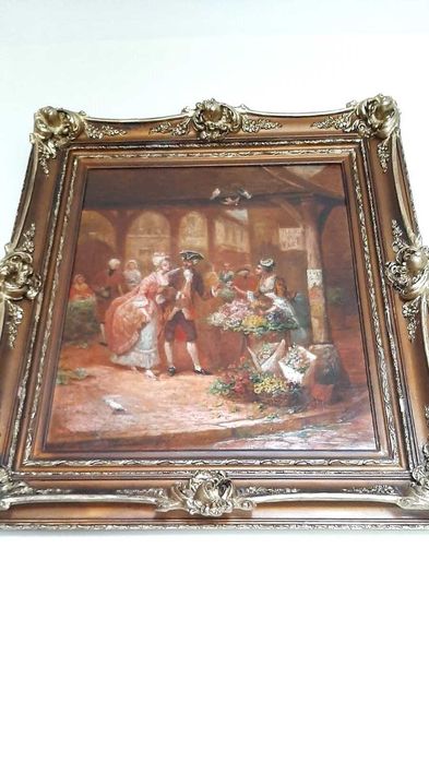 Alfred Bastien,tablou, ulei pe panza,63.5x53.35 cm,semnt, 1900, Belgia