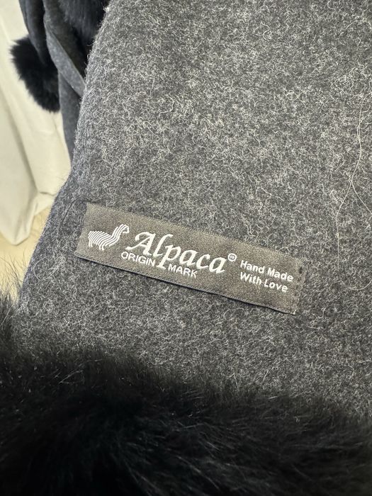 Palton din lana alpaca si blana naturala de vulpe marimea S nou