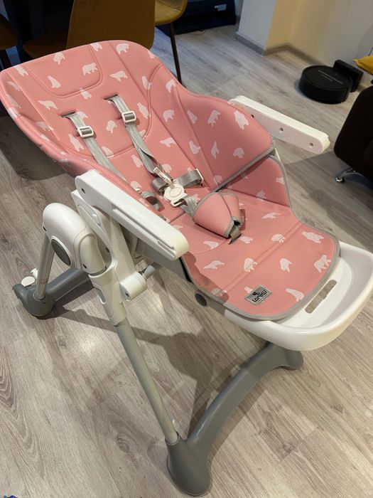 Проходилка Moni+Столче за хранене Lorelli Campanella - Розов с мечета