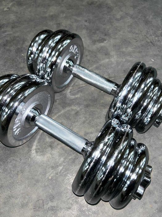 Set gantere reglabile cu discuri cromate 35kg - 2 x 17,5kg