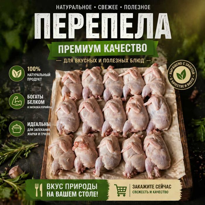 Мясо перепелов 4500 тенге за один килограмм