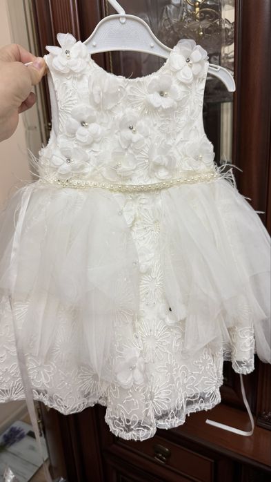 Кажекей и белое платье для девочек 1-3 лет