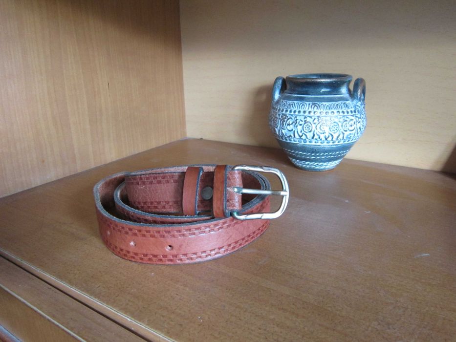 Нов колан от естествена кожа с пирографна декорация 100 см