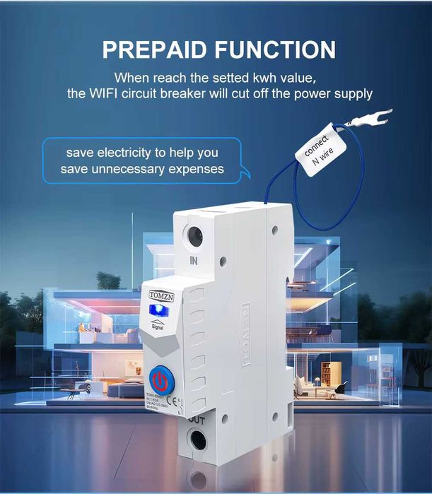 Tuya 1-63A Tomzn 1P WIFI смартметър