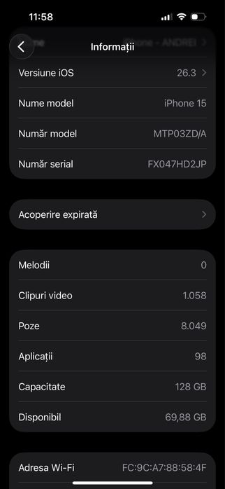 Vând/Schimb IPhone 15 Black