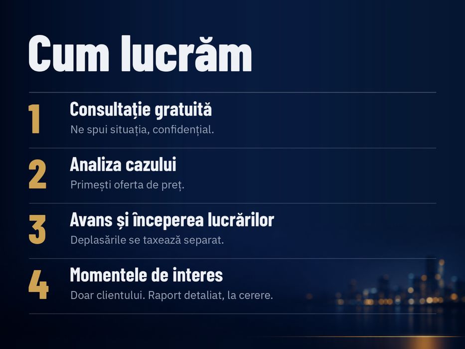 Detectiv particular 24/7 | Prețuri începând de la 1.500 lei