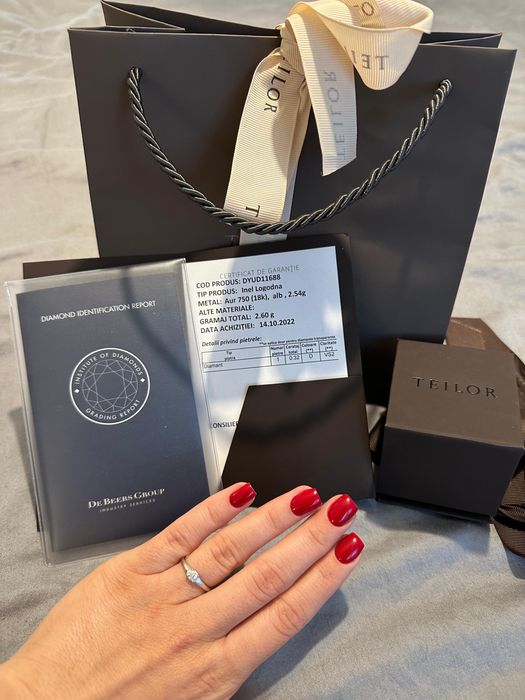 Inel de logodna din aur 18k TEILOR, diamant natural 0.32 carate