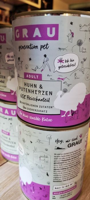 Mancare umeda pisici GRAU pui si vițel 6 cutii