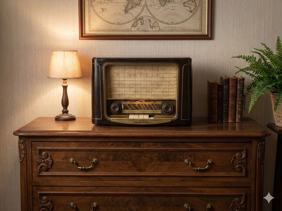 Radio pe lampi Grundig 960J vintage retro antic carcasa ebonita