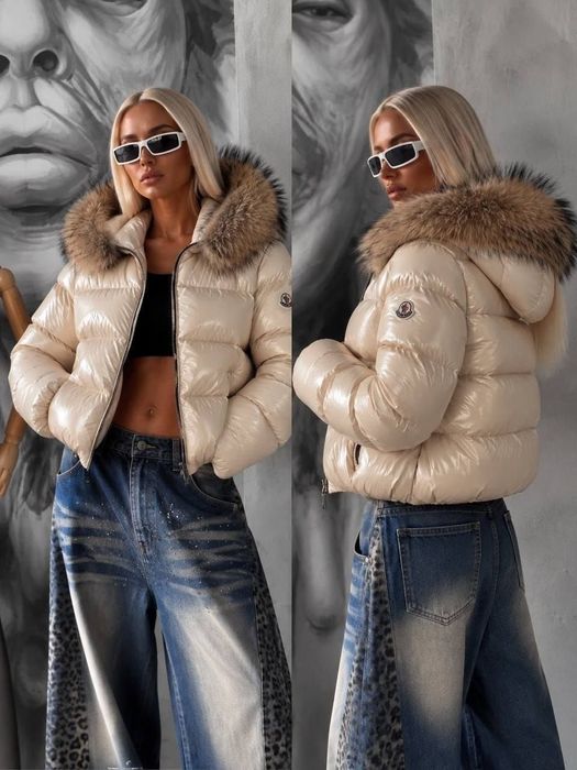 Geaca dama moncler blana naturala