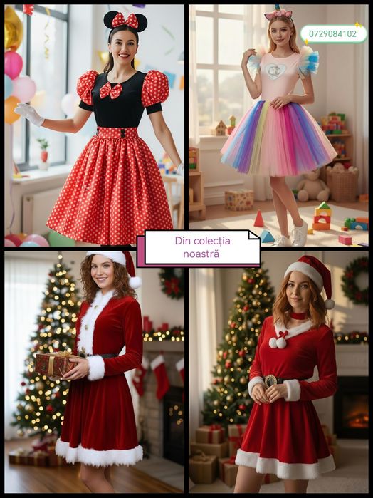 Costum Minnie mouse adult, deluxe fabricat în România ,rochie carnaval