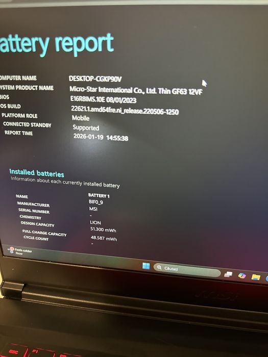 Laptop Gaming MSI Thin , RTX 4060 , I5 Ca si Nou .