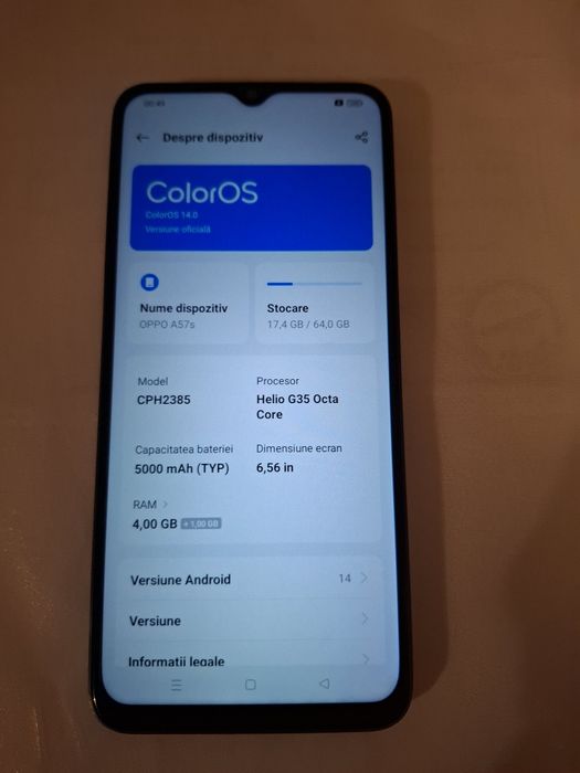 Telefon Oppo A57s,camera 50MP, 64GB, impecabil