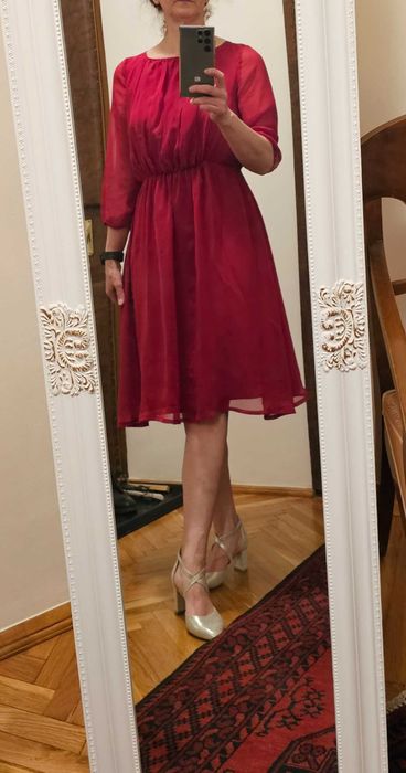 Rochie eleganta dama culoare burgund