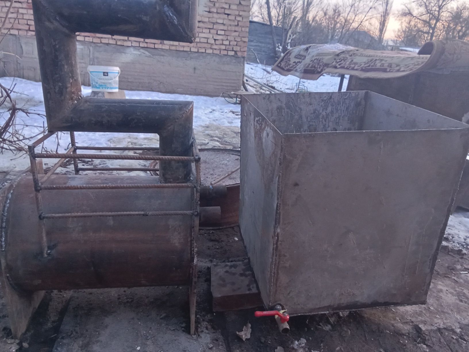 Газовый печка для бани, вместе горелкой, металл 10 ка,бачок нержавейка ...