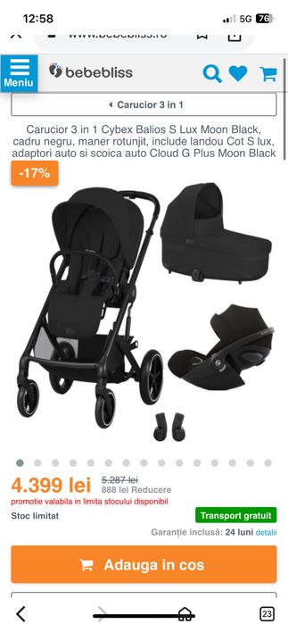 Carucior 3 in 1 cybex S Lux
