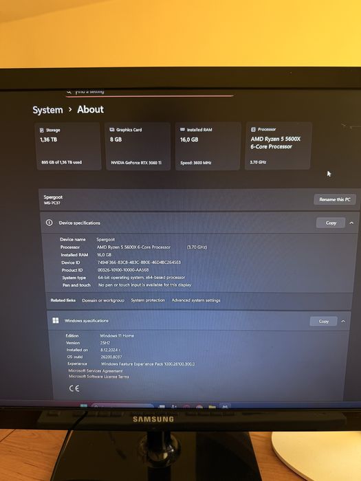 Геймърски компютър Ryzen 5 5600X / RTX 3060 Ti / 16GB RAM / 1.36TB SSD