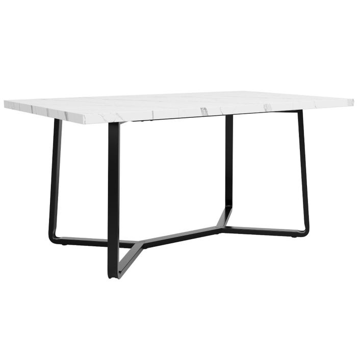 PROMO Masa bucatarie, 4-6 persoane, MDF, alb-marmoroptik, 138cm