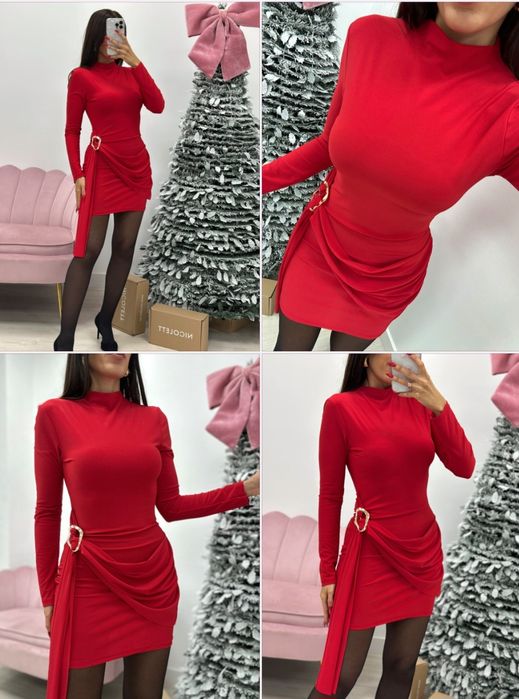 Дамска къса рокля в червено