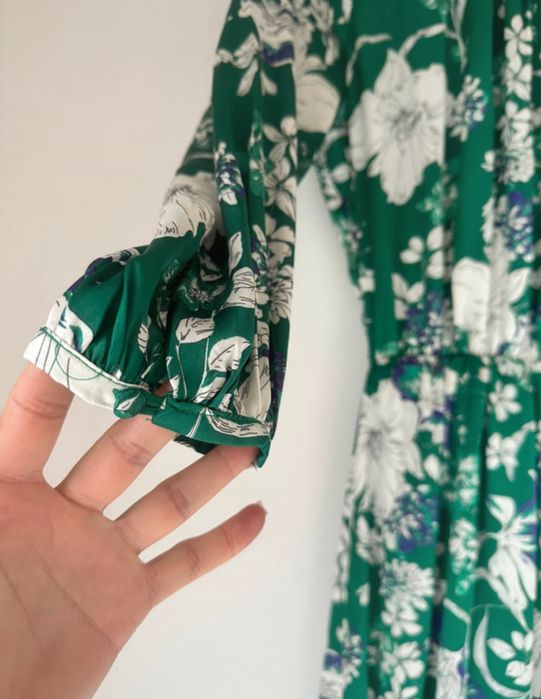 Mango - rochie maxi vaporoasa cu imprimeu floral, S