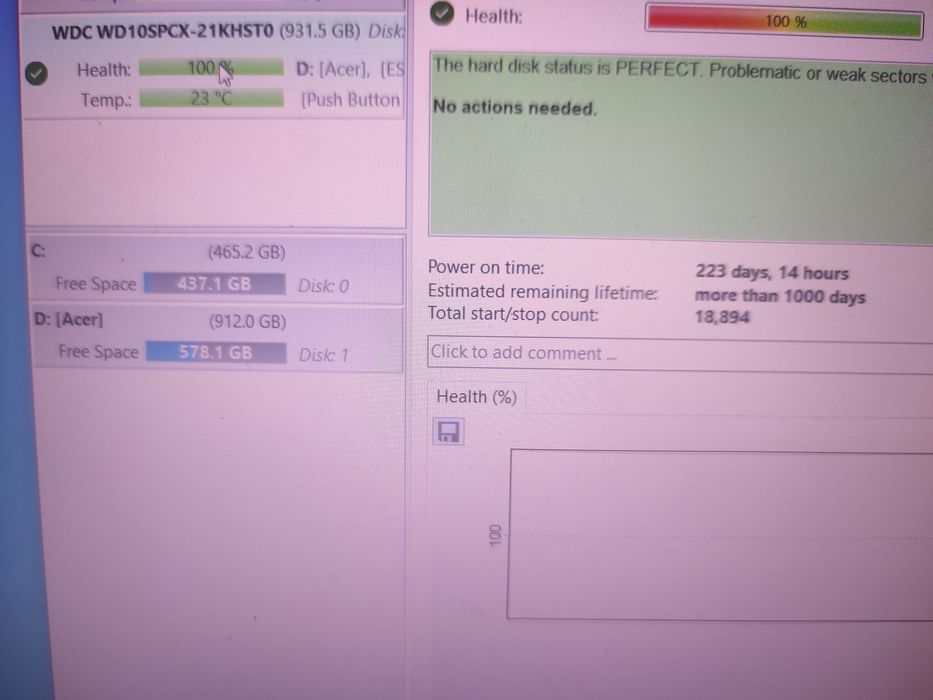 Hard disk laptop 1TB 1000gb WD Slim - 100% Sentinell