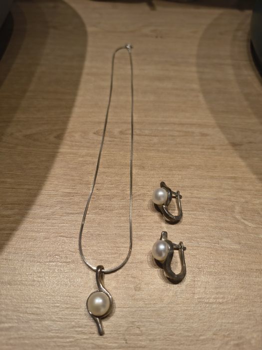 Set argint cercei și lănțișor cu pandantiv