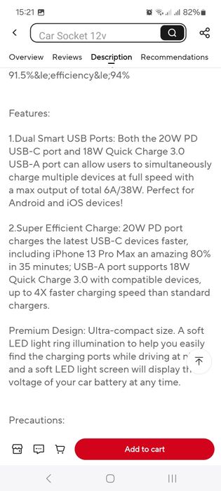 Incarcator telefoane la bricheta auto cu voltmetru