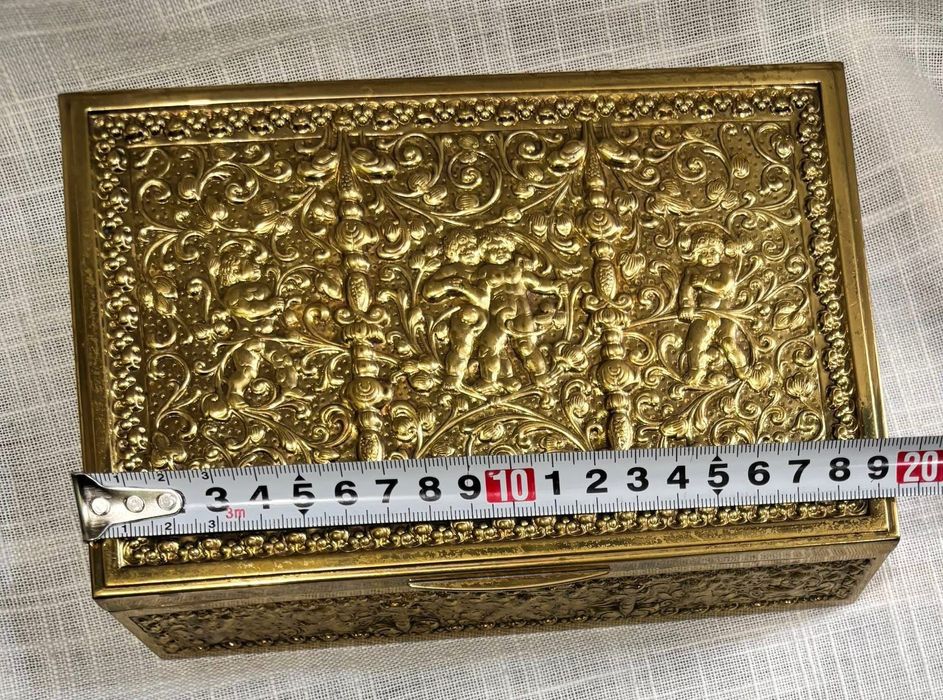 Сет от кутия за пури, запалка и съд за тютюн от месинг/бронз