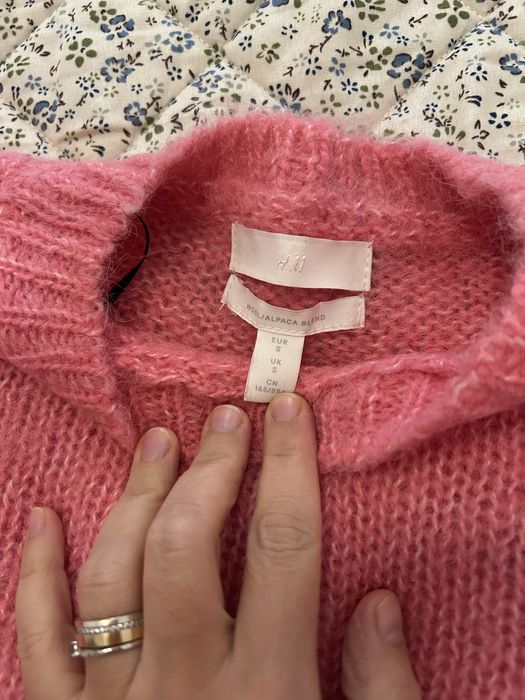 Bluza H&M roz bonbon, M/L, lana, alpaca