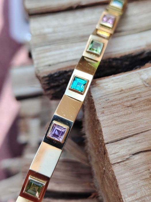 bratara aur 18k cu turmalina turmaline paraiba peridot lavender unicat