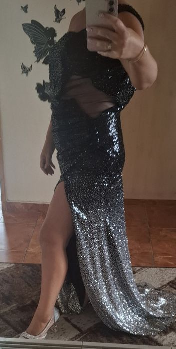 Дълга официална рокля с паети размер 38 М